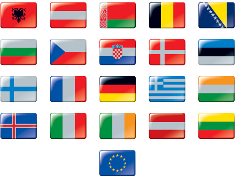 Set of European flags. Part 1/2