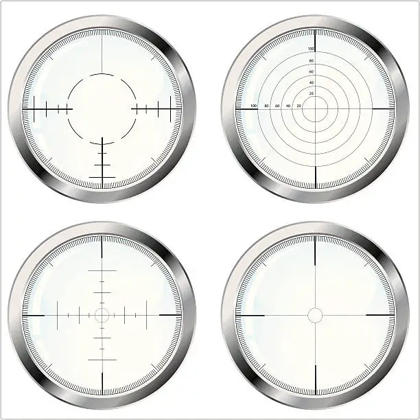 Vector illustration of A cross hair in the focus of the eyepiece of an instrument