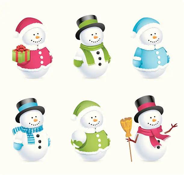 Vector illustration of Snowman icons