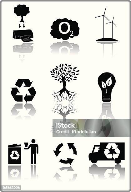 Recycler Icônes En Noir Et Blanc Vecteurs libres de droits et plus d'images vectorielles de Adulte - Adulte, Alimentation électrique, Ampoule électrique