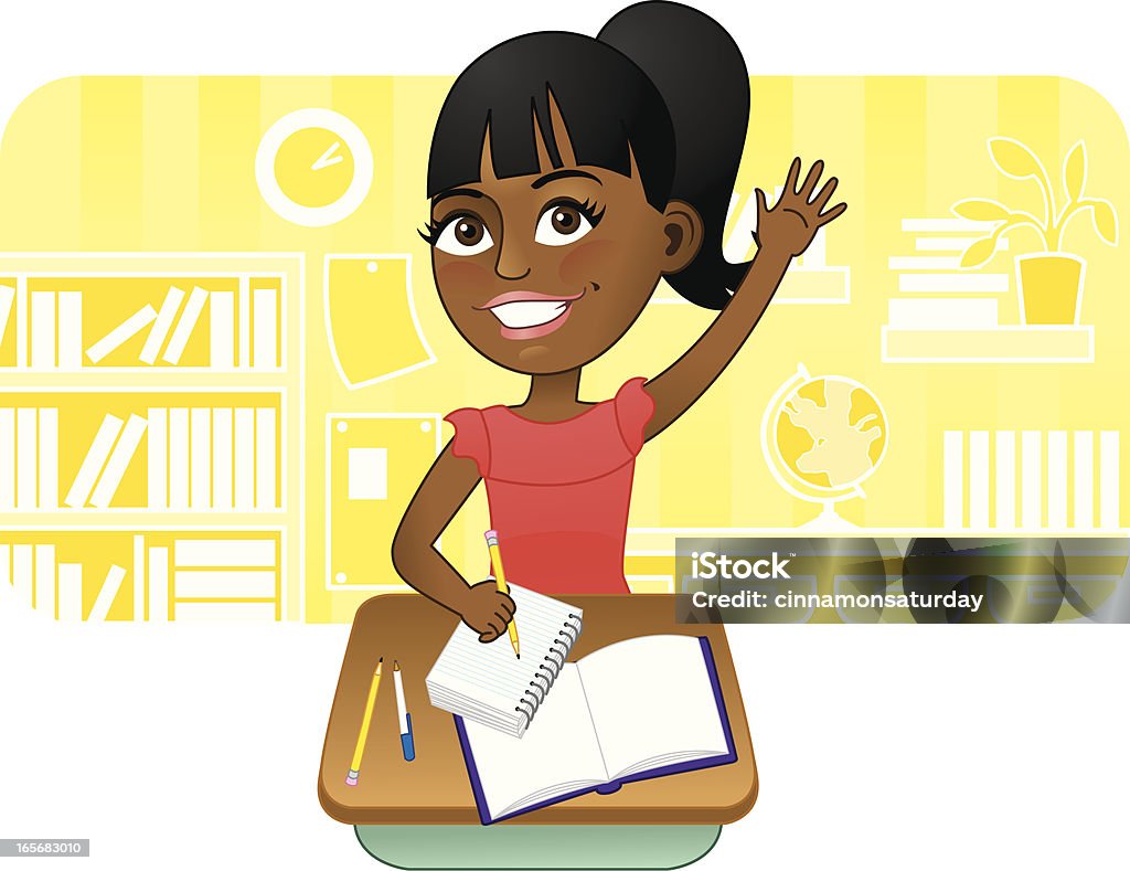 African American girl mettre la main à l'école - clipart vectoriel de Apprentissage libre de droits