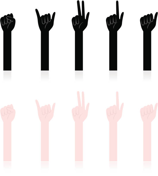 ilustrações, clipart, desenhos animados e ícones de sinal manual: contando com as mãos - hand sign human hand sign language three fingers