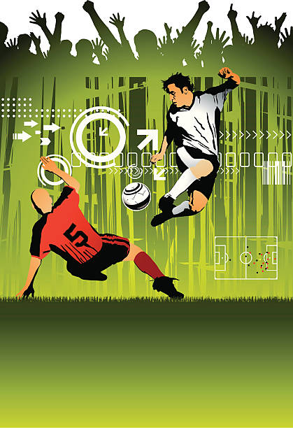 fußball spieler und jubeln der zuschauer - soccer vector silhouette professional sport stock-grafiken, -clipart, -cartoons und -symbole