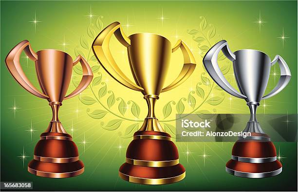 Ouro Prata E Bronze Troféu Cups - Arte vetorial de stock e mais imagens de Arranjar - Arranjar, Aspiração, Autoridade