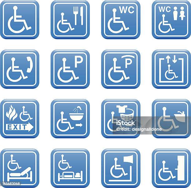 Icone Di Sedia A Rotelle E Strutture - Immagini vettoriali stock e altre immagini di Diversamente abile - Diversamente abile, Doccia, Accesso per disabili