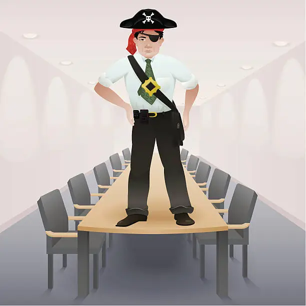 Vector illustration of Businessman gone pirate