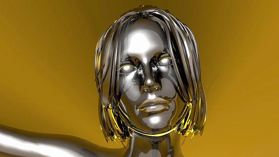 3D image of golden woman face. / You can see the animation movie of this image from my iStock video portfolio. Video number: 1646738582