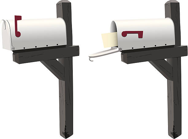 Closed and Open Mailboxes vector art illustration