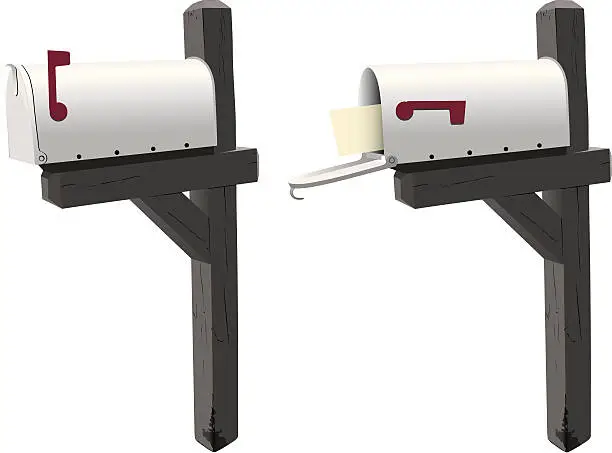 Vector illustration of Closed and Open Mailboxes