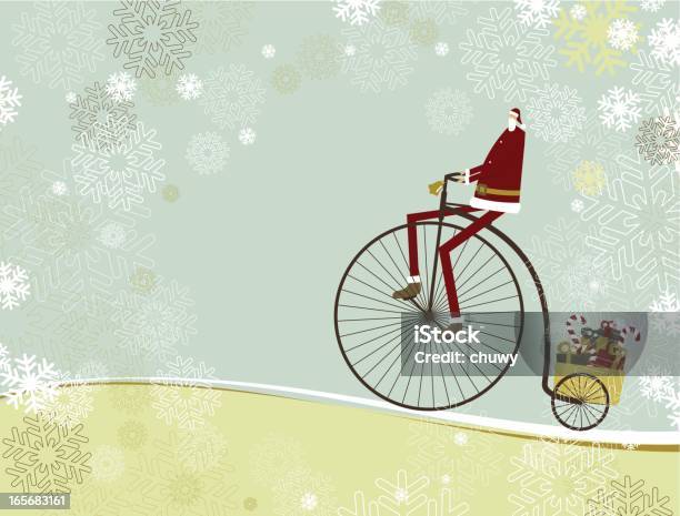 Santa Vélo Pour La Livraison Vecteurs libres de droits et plus d'images vectorielles de Cadeau - Cadeau, Carte de Noël, Confiserie - Mets sucré