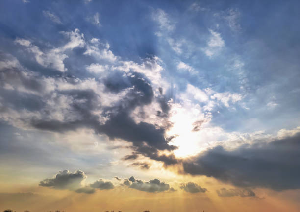 Colorful cloudy sky at sunset. Gradient color. Sky texture, abstract nature background