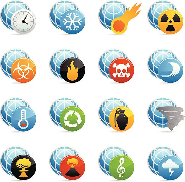 Vector illustration of Color Web Icons - Global Issues