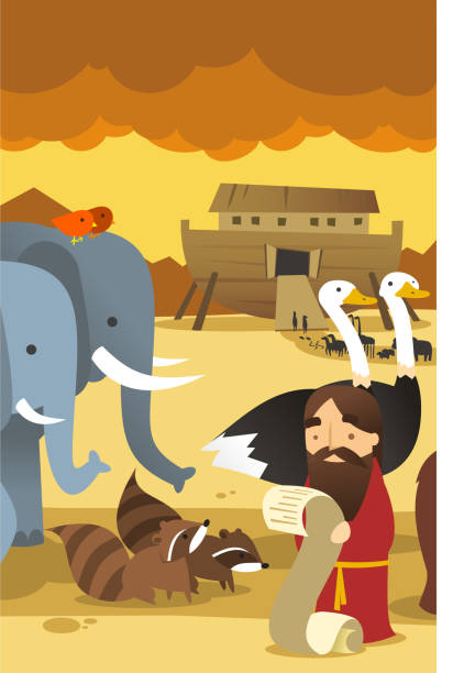 illustrations, cliparts, dessins animés et icônes de noah les animaux et ark - elephant god