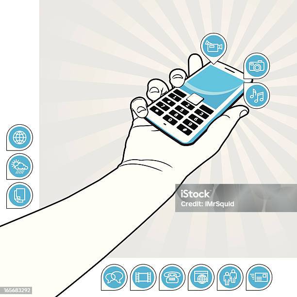 휴대전화 아이콘 기능블루 스마트폰에 대한 스톡 벡터 아트 및 기타 이미지 - 스마트폰, GUI 위젯, MP3 플레이어