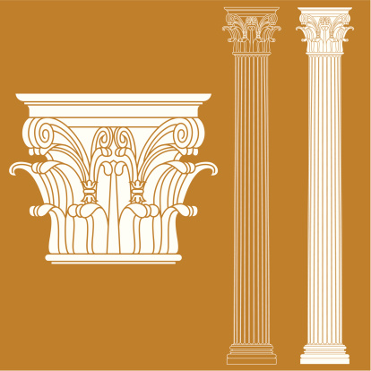 A drawing of a couple of Corinthian columns