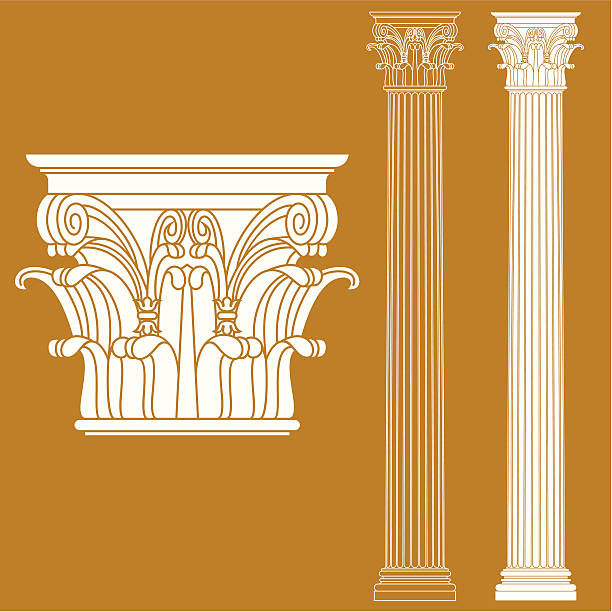 A drawing of a couple of Corinthian columns the vector illustration of corinthian column roman illustrations stock illustrations