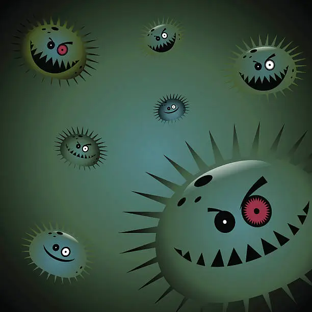 Vector illustration of Air Pollution - Virus and Germs