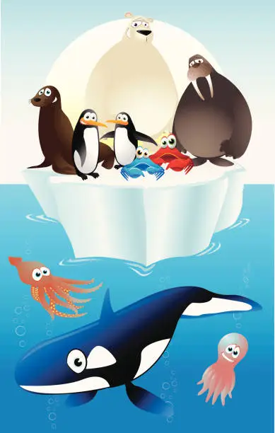 Vector illustration of Cold Climate Animals Collection