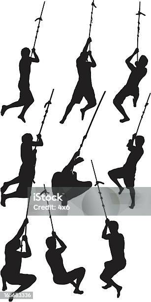 Männer Schwingen Am Seil Stock Vektor Art und mehr Bilder von Aktivitäten und Sport - Aktivitäten und Sport, Bewegung, ClipArt