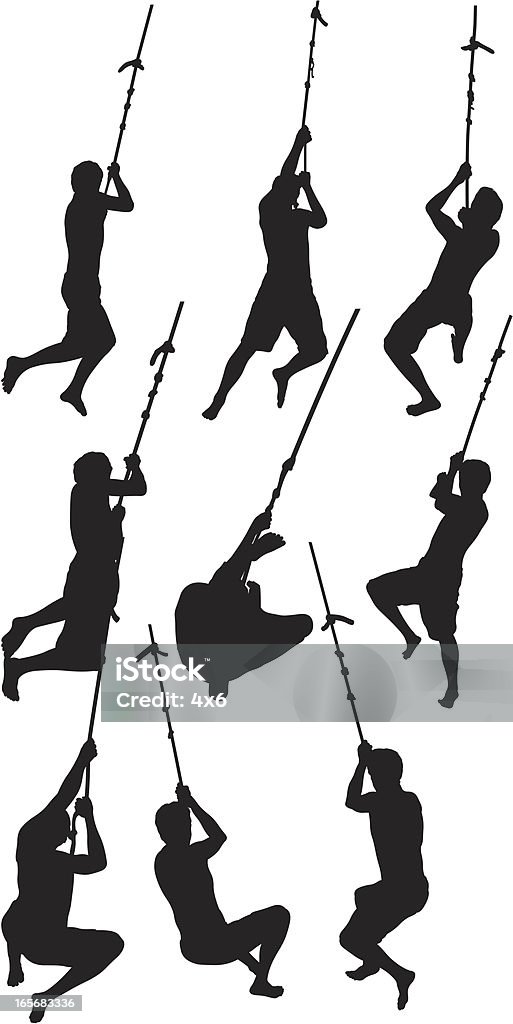 Мужчины Качаться на веревке - Векторная графика Белый фон роялти-фри