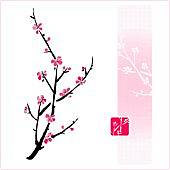 Blossom - Love and Happines Blossom symbolise love and happiness, vectorized painting blossom peach blossom plum blossom zen like stock illustrations