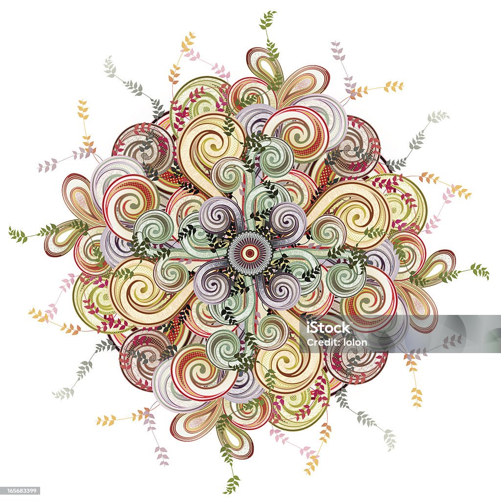 Розовый, зеленый и желтый спирали в cirlce - Векторная графика Абстрактный роялти-фри