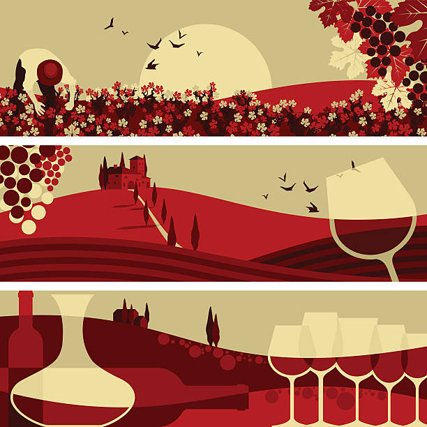 ilustraciones, imágenes clip art, dibujos animados e iconos de stock de banners de winne - wine tasting
