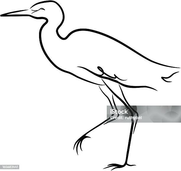 Egretta - Immagini vettoriali stock e altre immagini di Line Art - Line Art, Egretta, Uccello