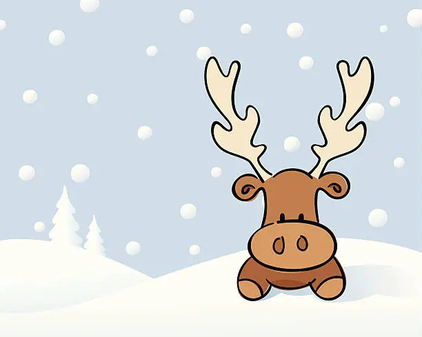 Vector illustration of Reindeer in the Snow