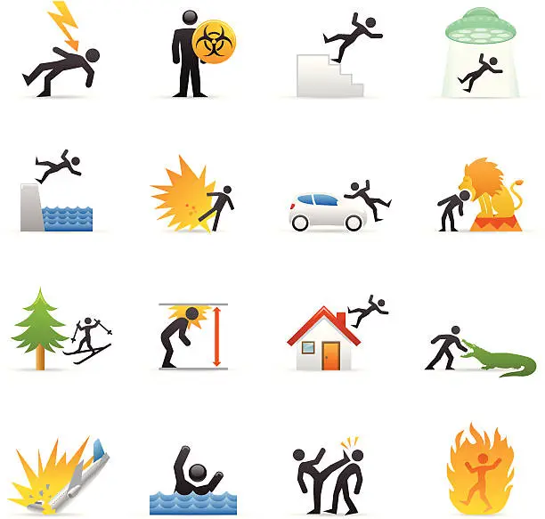 Vector illustration of Color Icons - Accidents