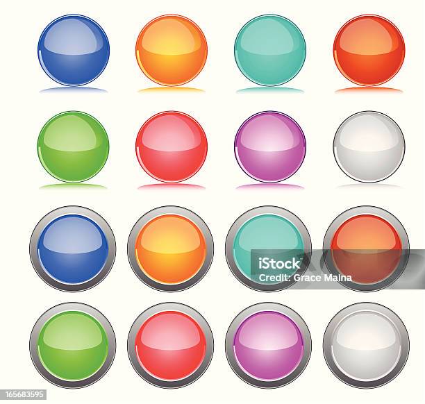 Glossy Round Button Set Vector Stock Illustration - Download Image Now ...