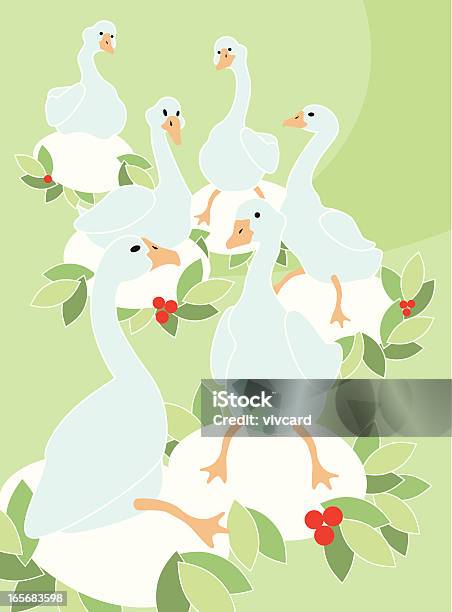 Six Geese Alaying Stock Illustration - Download Image Now - The Twelve Days Of Christmas, Animal, Christmas