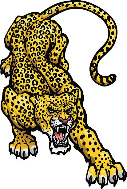 Vector illustration of Crouching Leopard