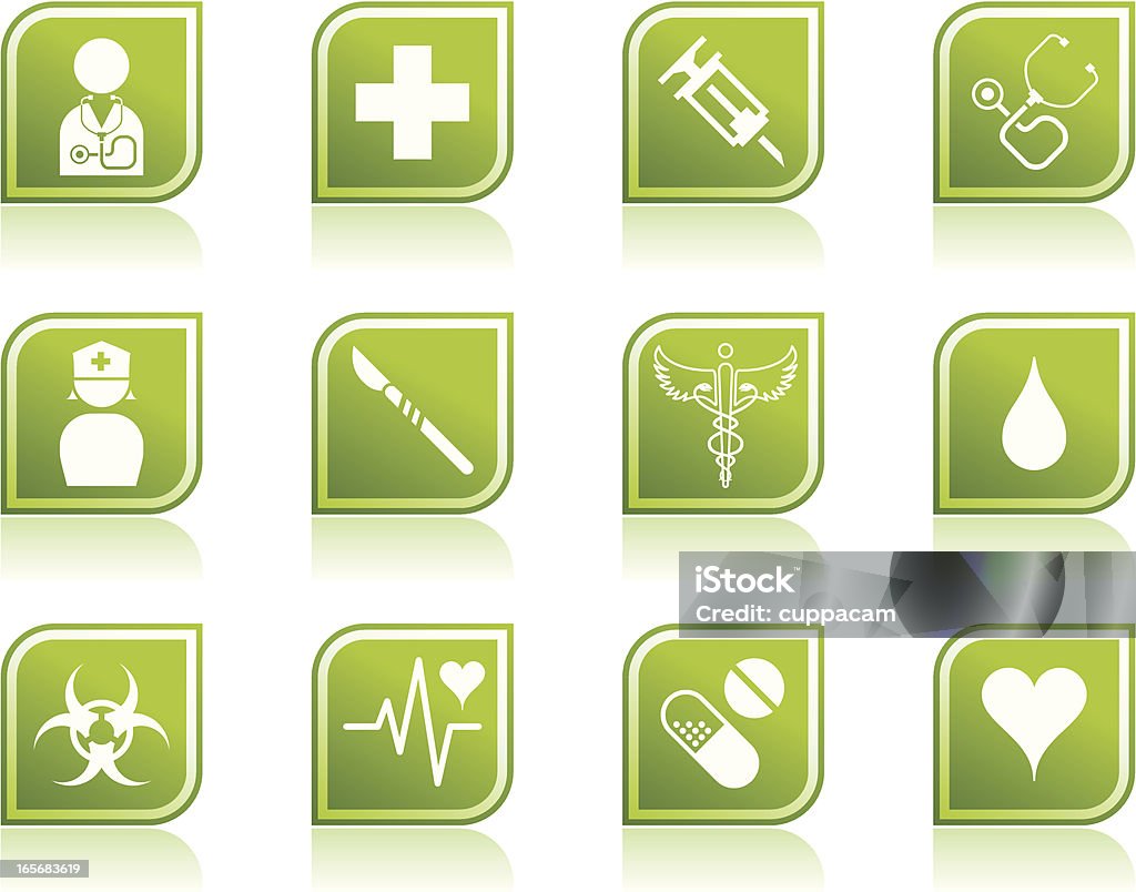 Medical icono Símbolo en forma de hoja verde moderna - arte vectorial de Afección médica libre de derechos