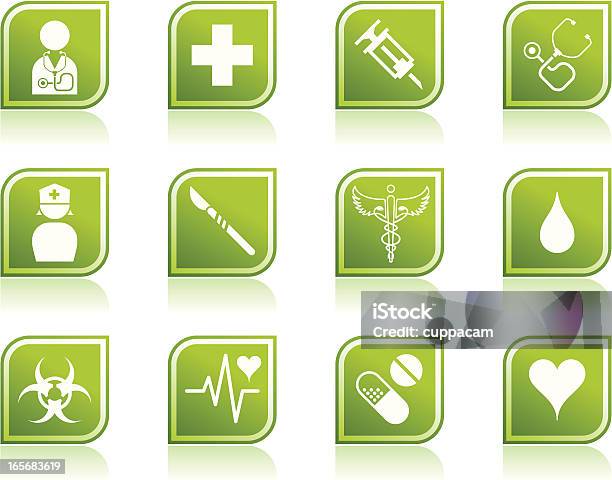 Ilustración de Medical Icono Símbolo En Forma De Hoja Verde Moderna y más Vectores Libres de Derechos de Afección médica
