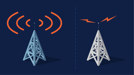 Radio towers with orange frequencies