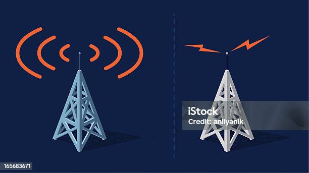 Communication Towers Stock Illustration - Download Image Now - Communications Tower, Isometric Projection, Antenna - Aerial