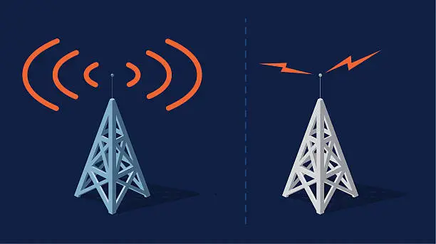 Vector illustration of Communication towers