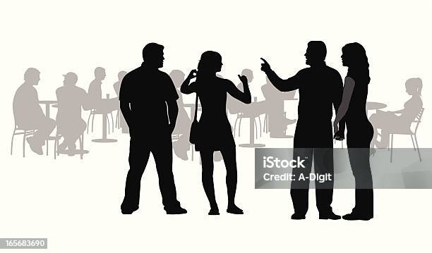 Casual Vector Silhouette Stock Illustration - Download Image Now - Adult, Black Color, Coffee Shop