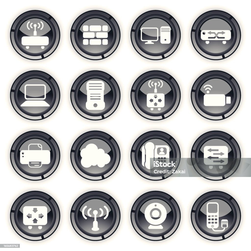 Network Work Button Glossy Buttons Network Devices And Elements Stock Illustration ...