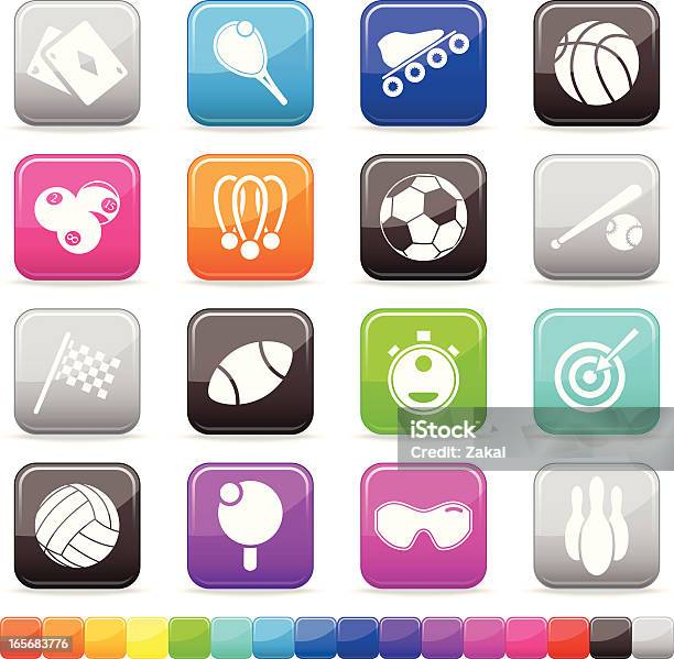 Sport Pulsanti Serie Seta Su 16 Colori Alternative - Immagini vettoriali stock e altre immagini di Bandiera - Bandiera, Bandiera sportiva, Basket