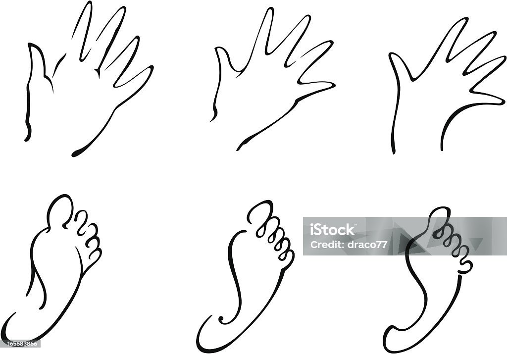 手と足の設定 - 線画のロイヤリティフリーベクトルアート