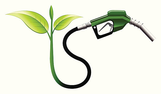 Young plant and a gas nozzle - VECTOR vector art illustration