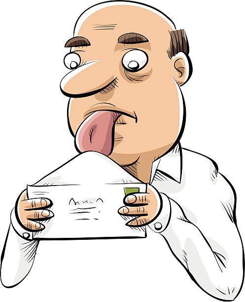 Man Licking Envelope vector art illustration