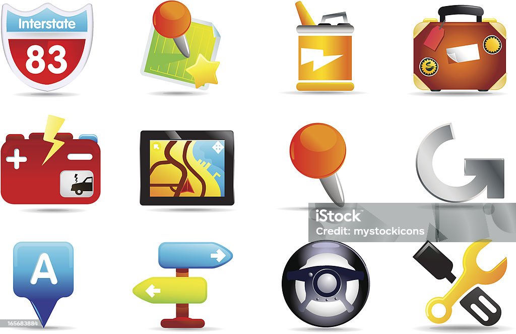 Universal Icons | Travel &amp; GPS A set of travel and GPS based icons.  See more of the series  here. Arrow Symbol stock vector