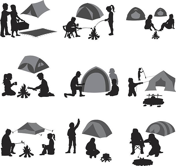 キャンピングカーでキャンプ場 - キャンプ　準備点のイラスト素材／クリップアート素材／マンガ素材／アイコン素材