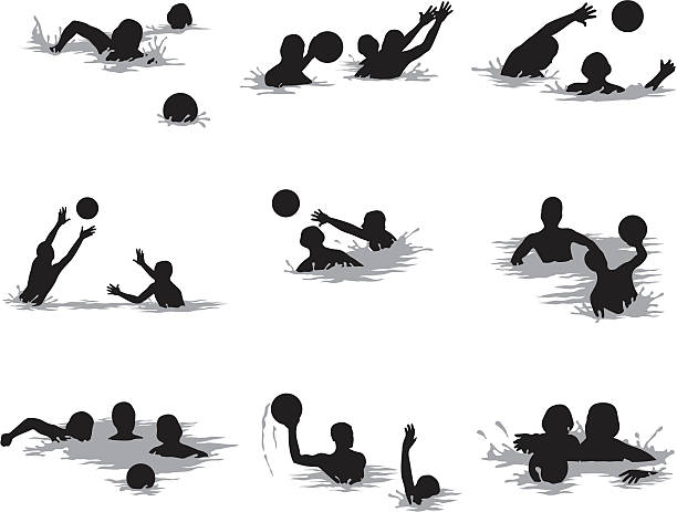 ilustrações de stock, clip art, desenhos animados e ícones de waterpolo jogo em curso - silhouette swimming action adult