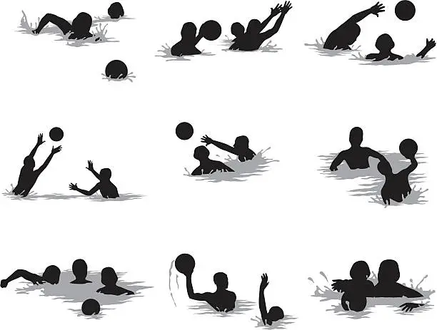 Vector illustration of Waterpolo match in progress