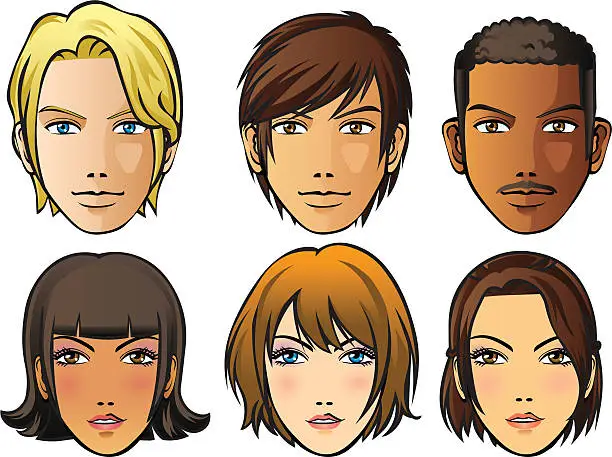Vector illustration of Faces of human