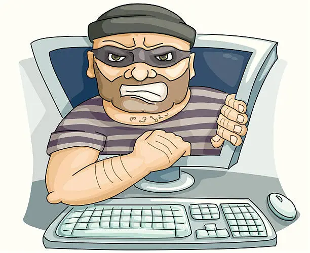 Vector illustration of cyber - thief